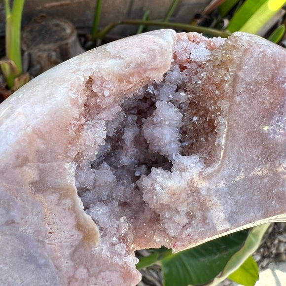Pink Amethyst Crystal Moon with Purple, Quartz and a Sugar Druzy - Picture 9 of 11